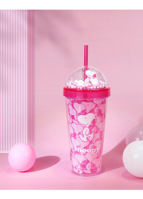 Snoopy Collection Double Wall Plastic Cup with Straw (600mL)