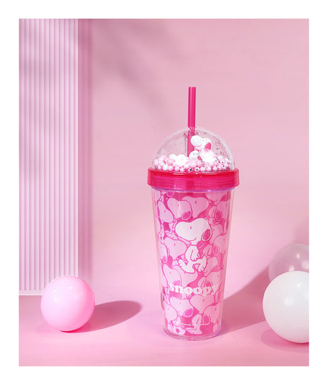 Snoopy Collection Double Wall Plastic Cup with Straw (600mL)