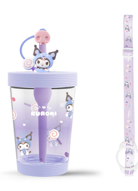 Sanrio characters Tumbler with Shoulder Strap (535mL)(Kuromi)