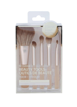 Makeup Brushes Set with Storage Bag (5 pcs, Gold)