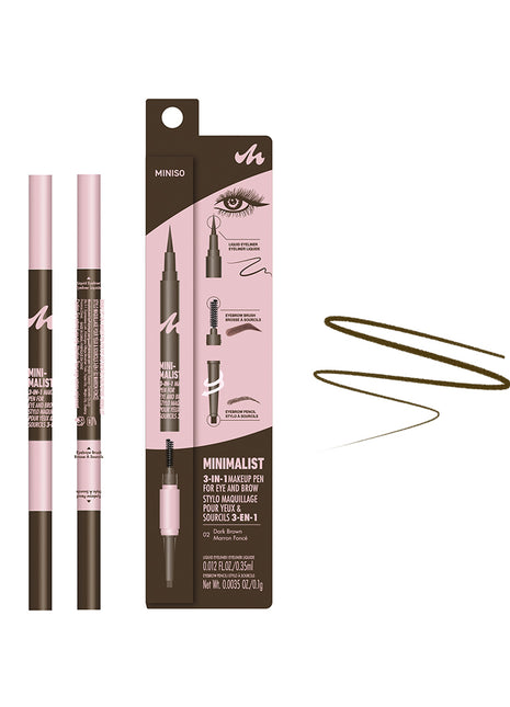 Minimalist 3-in-1 Makeup Pen for Eye and Brow (02 Dark Brown)