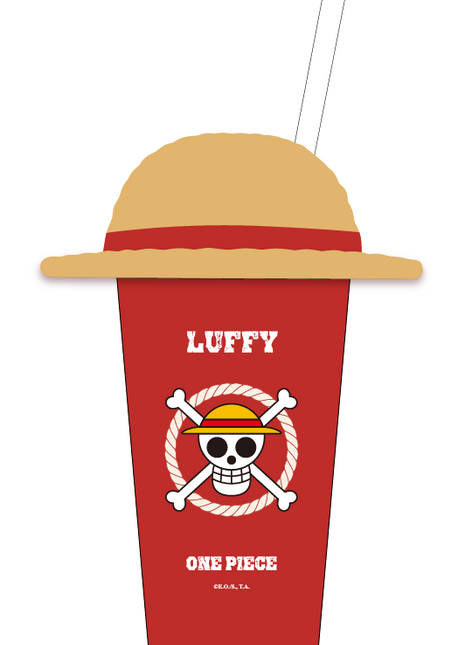 One Piece Classic Collection Hat Plastic Tumbler with Straw (640mL, Red)