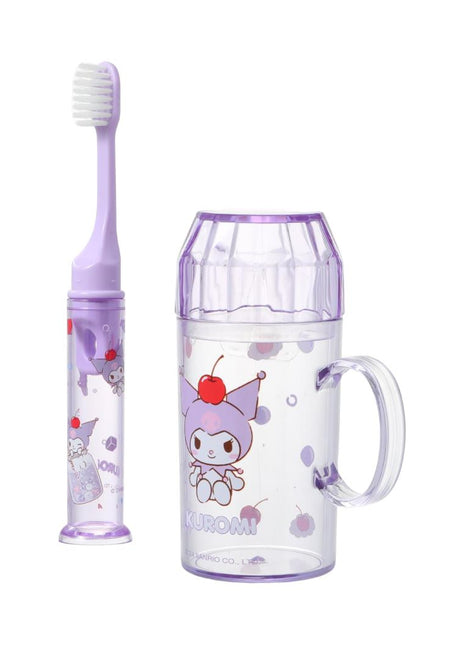 Sanrio characters Colorful Summer Collection Toothbrush & Bathroom Cup (Kuromi)