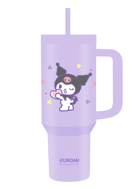 Kuromi Double Wall Steel Tumbler with Straw 1200mL