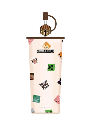 Minecraft Double Wall Steel Bottle with Straw 650mL (White)