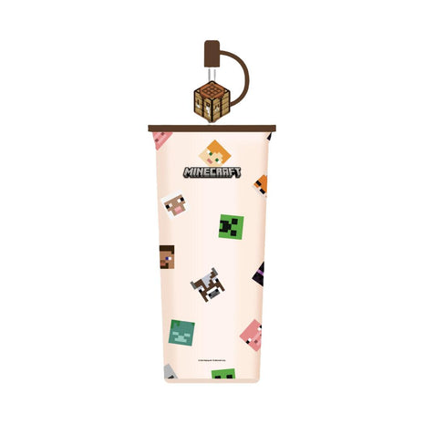 Minecraft Double Wall Steel Bottle with Straw 650mL (White)