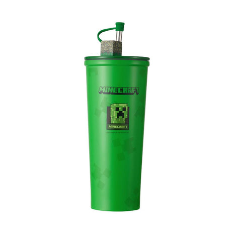 Minecraft Double Wall Steel Bottle with Straw 650mL (Green)