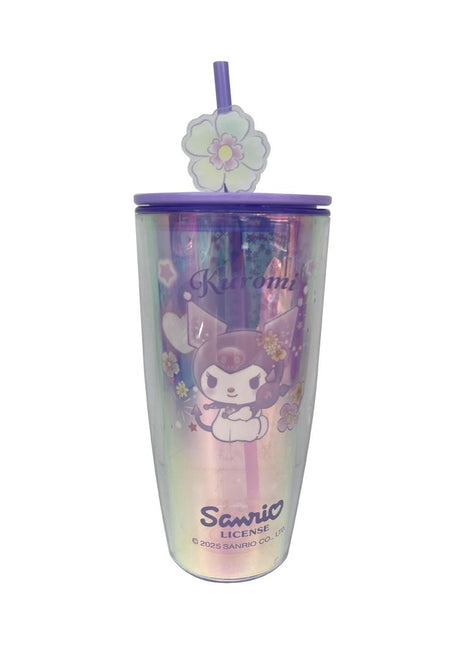 Kuromi Flower Language Series Double Wall Plastic Bottle with Straw 730mL