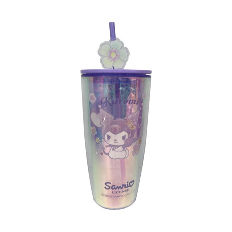 Kuromi Flower Language Series Double Wall Plastic Bottle with Straw 730mL