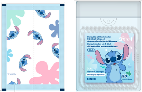 Disney Lilo & Stitch Collection Individually Wrapped Macromolecule Dental Flossers (Stitch)