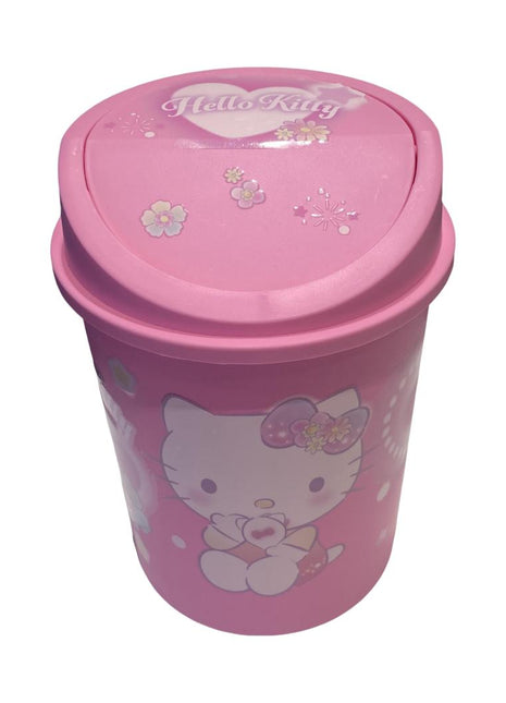 Hello Kitty Flower Language Swing Top Trash Can