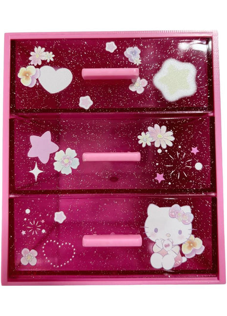 Hello Kitty Flower Language 3 Tier Drawer with Handle