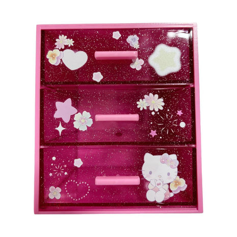 Hello Kitty Flower Language 3 Tier Drawer with Handle