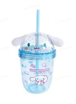 Cinnamoroll Sweet Factory Double Wall Plastic Bottle with Heart Straw 440mL