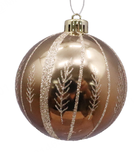 Miracle Christmas Collection Plastic Golden Ribbon Glossy Ball Pendant