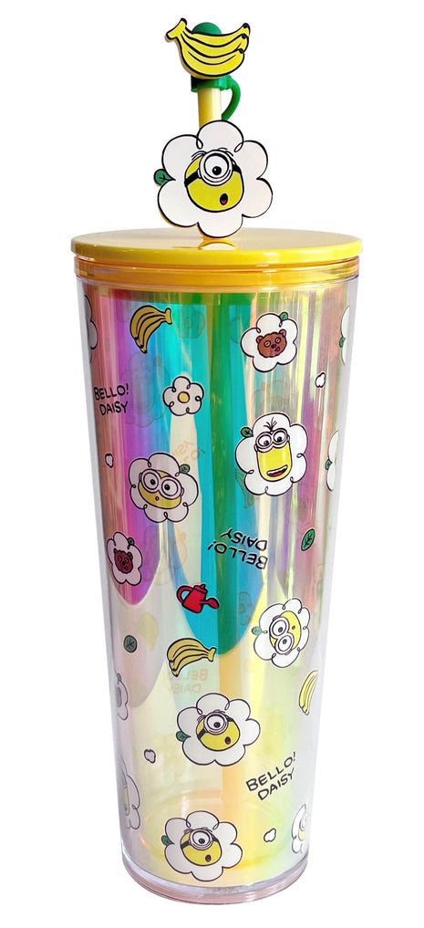 Daisy Minions Collection Double Wall Plastic Bottle with Straw (800mL)(Yellow)