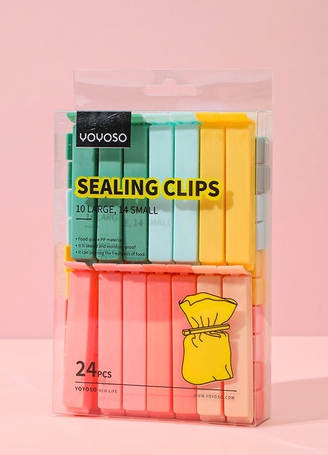 24 sealing clips (10 large, 14 small)