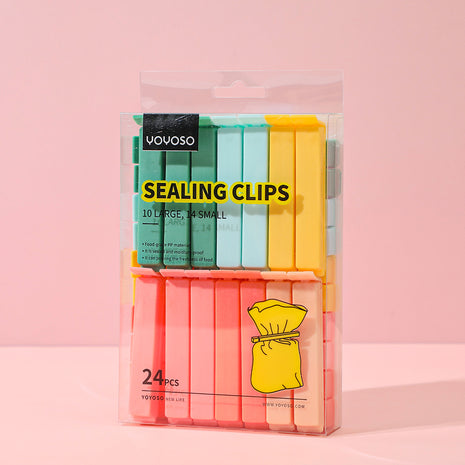 24 sealing clips (10 large, 14 small)
