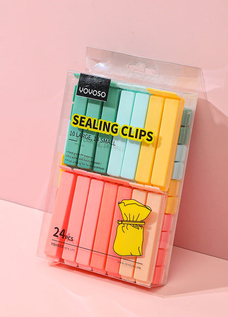 24 sealing clips (10 large, 14 small)