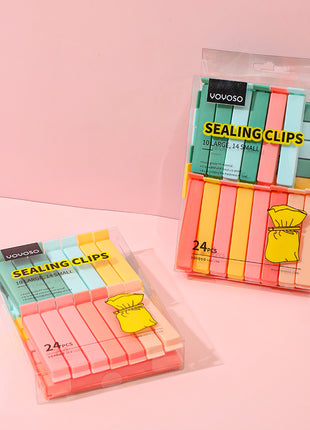 24 sealing clips (10 large, 14 small)