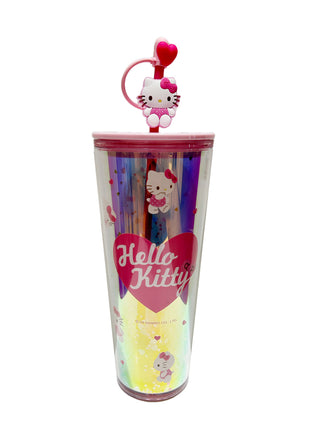 Sanrio characters Pink Collection Double Wall Plastic Bottle with Straw 800mL (Hello Kitty)