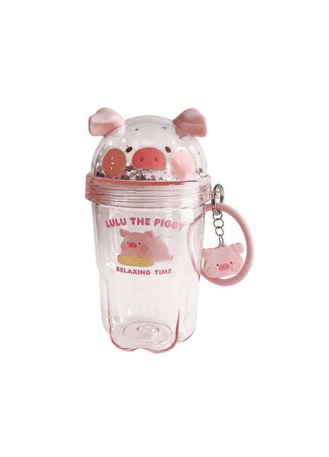 LuLu the Piggy Collection Water Bottle with Decoration & Strap 560mL(Pink)