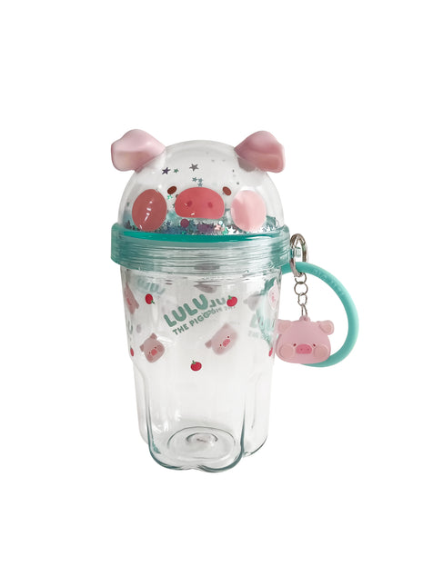 LuLu the Piggy Collection Water Bottle with Decoration & Strap 560mL(Green)
