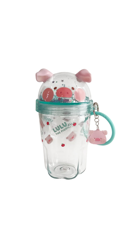 LuLu the Piggy Collection Water Bottle with Decoration & Strap 560mL(Green)