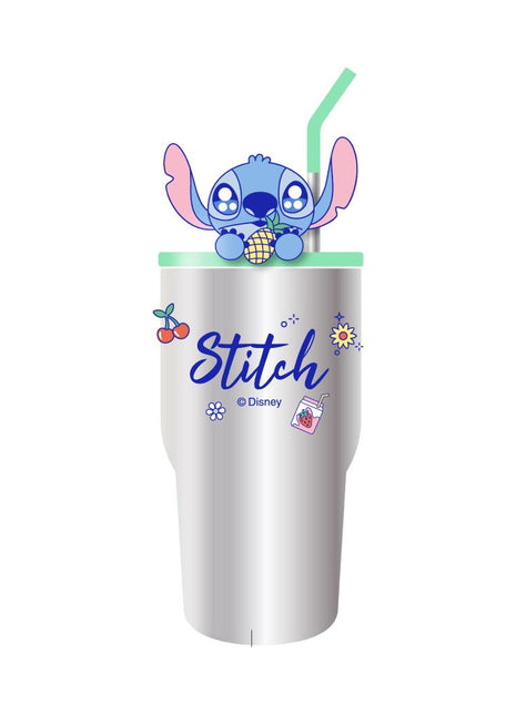 Disney Stitch Dinner Party Collection Pineapple Double Wall Steel Tumbler with Straw 900mL (Stitch)