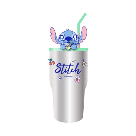 Disney Stitch Dinner Party Collection Pineapple Double Wall Steel Tumbler with Straw 900mL (Stitch)