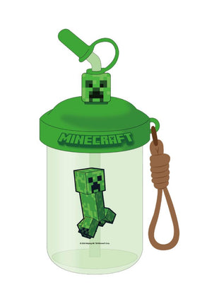 Minecraft Plastic Bottle with Stir Straw 680mL