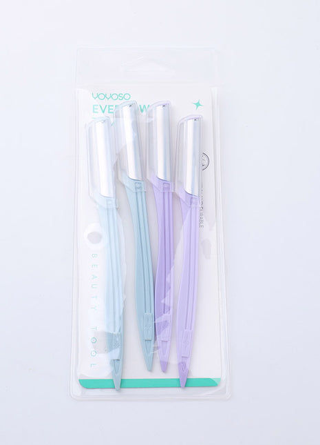 Professional straight-handle macro eyebrow trimmer pack of 4