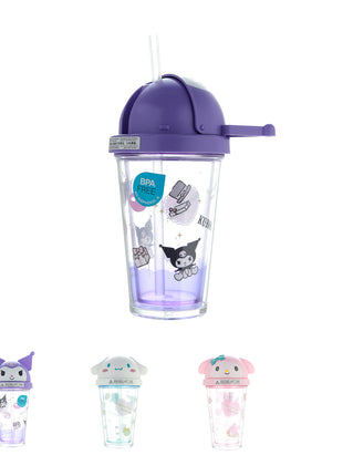 Sanrio Characters Plastic Water Bottle with Straw (320mL)