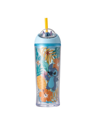 Disney Lilo & Stitch Collection Rotating Ball  Water Bottle with Straw 385mL (Stitch)