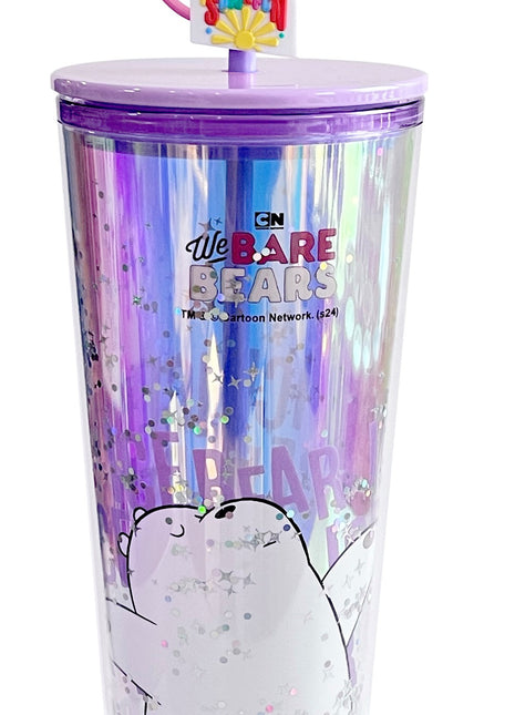 We Bare Bears Seaside Music Festival Double Wall Plastic Tumbler with Straw (800mL)(Ice Bear)