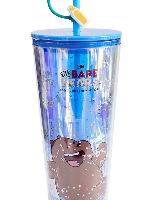 We Bare Bears Seaside Music Festival Double Wall Plastic Tumbler with Straw (800mL)(Grizz)