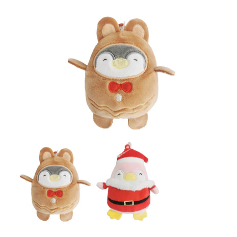 Mini Family Christmas Series 3.5in. Plush Toy Pendant (2 Assorted Models: Gingerbread Man Penguin, Santa Claus Penguin)