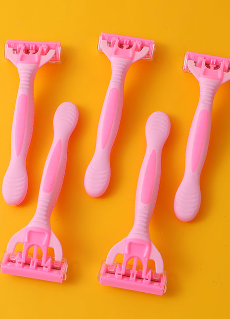 Pink Handle 5-Ply Stainless Steel Women's Razor (5 Pieces)