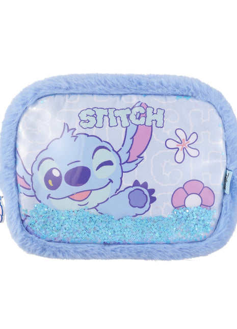 Disney Collection Fluffy Festival Glitter Cosmetic Bag (Stitch)