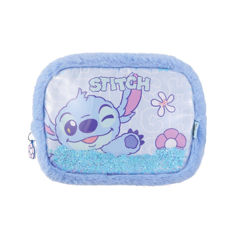 Disney Collection Fluffy Festival Glitter Cosmetic Bag (Stitch)