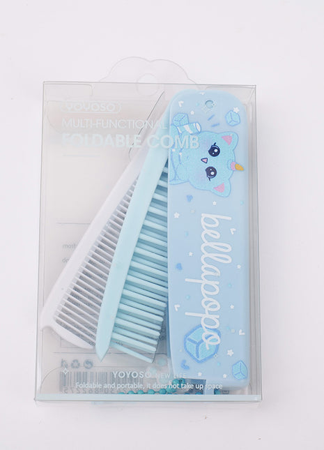 Multifunctional folding comb - blue