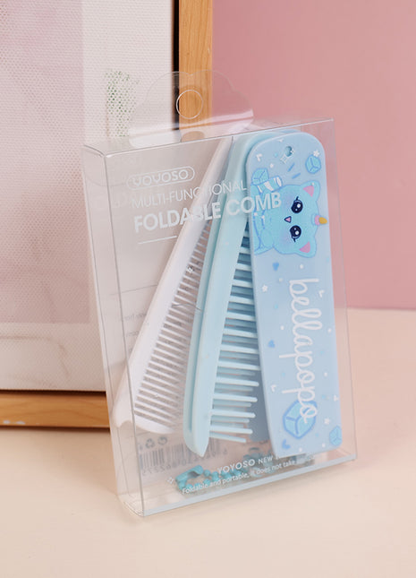 Multifunctional folding comb - blue
