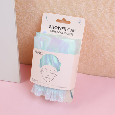 Colorful double-layer thickened shower cap