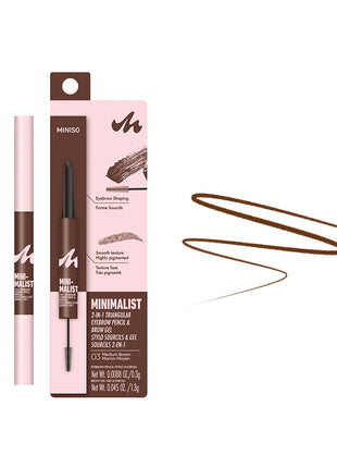Minimalist 2-in-1 Triangular Eyebrow Pencil & Brow Gel (03 Medium Brown)
