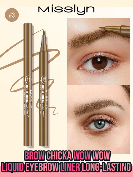 BROW CHICKA WOW WOW liquid eyebrow liner long lasting, 3 blondie