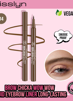 BROW CHICKA WOW WOW liquid eyebrow liner long lasting, 4 brownie