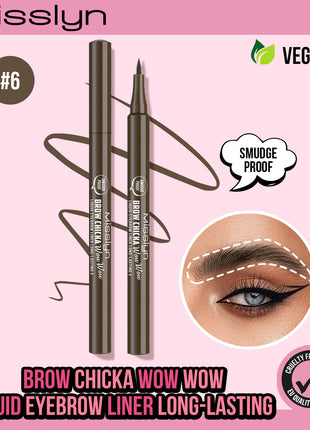 BROW CHICKA WOW WOW liquid eyebrow liner long lasting, 6 ebony
