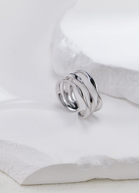 S925 Silver Tri - Ring Ring J0345