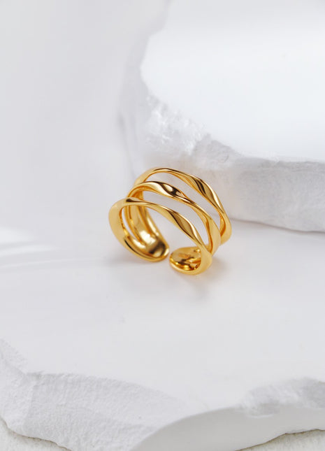 S925 Silver Tri - Ring Ring J0345
