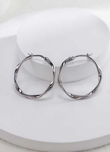 S925 Silver Twisted Hoop Earrings CE0231